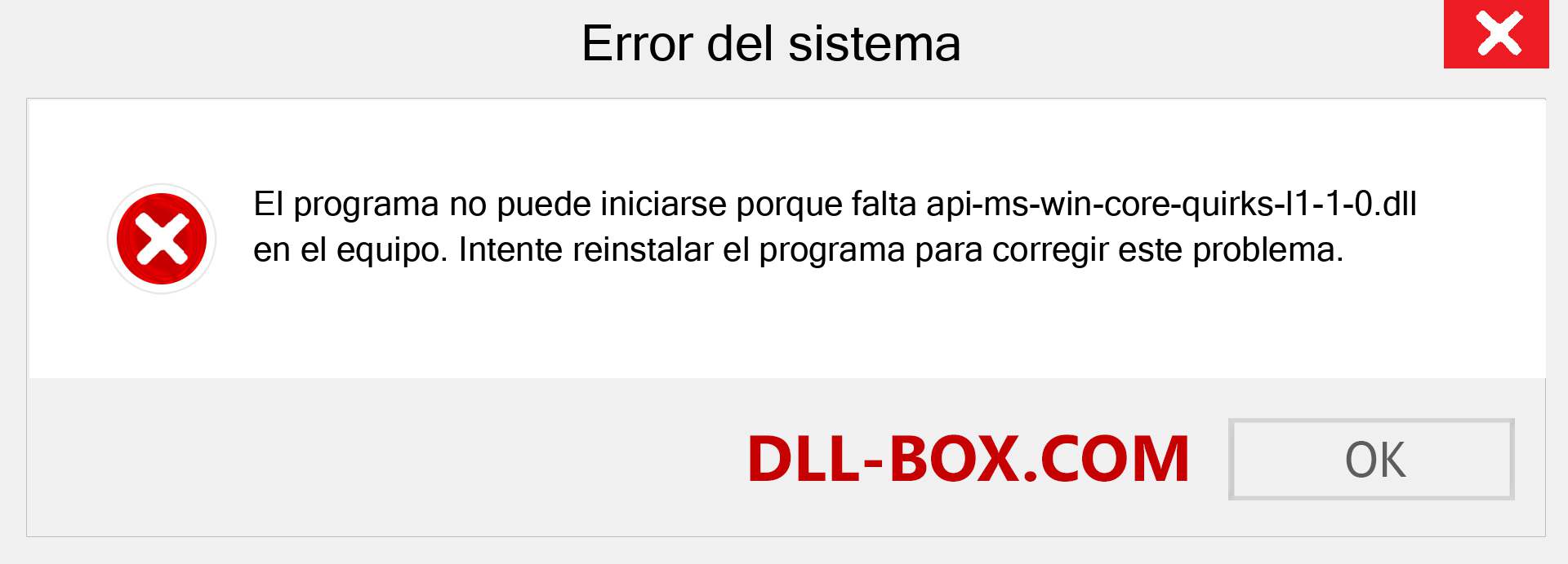 ¿Falta el archivo api-ms-win-core-quirks-l1-1-0.dll ?. Descargar para Windows 7, 8, 10 - Corregir api-ms-win-core-quirks-l1-1-0 dll Missing Error en Windows, fotos, imágenes